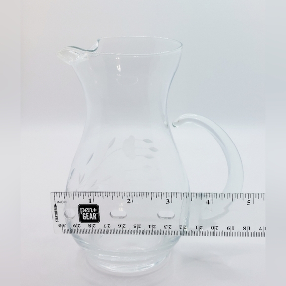 Vintage‎ Hand Blown Princess House Glass Floral Etched Pitcher - Picture 8 of 8